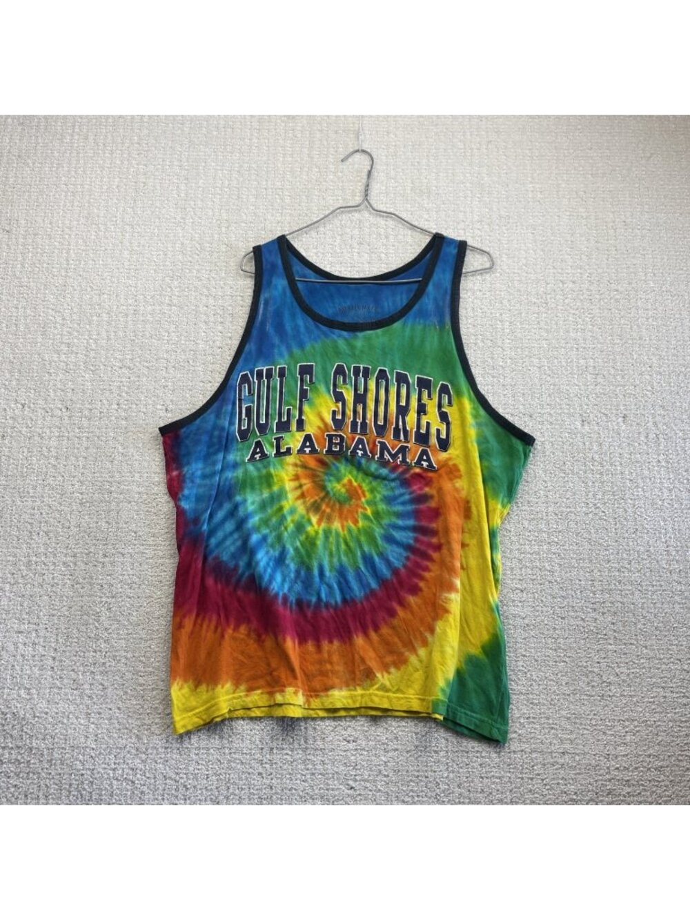 Y2K Pacific Surf x Alabama Gulf Shores Tie Dye Tank Top Men XL College Script